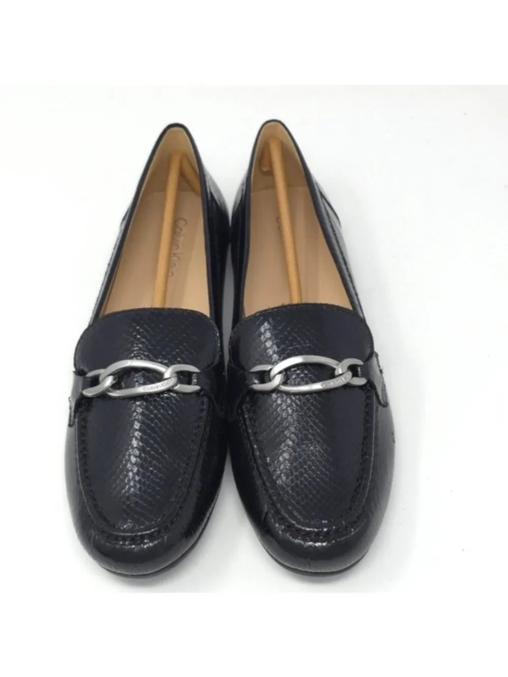 Calvin Klein Women's Lenika Loafer, Black Snake 002, 10M